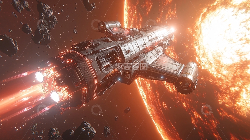 高清大图下载【趣麦麦图】宇宙飞船逃离恒星爆炸