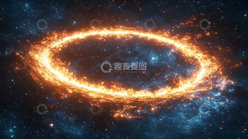 高清大图下载【趣麦麦图】宇宙空间火焰圆环