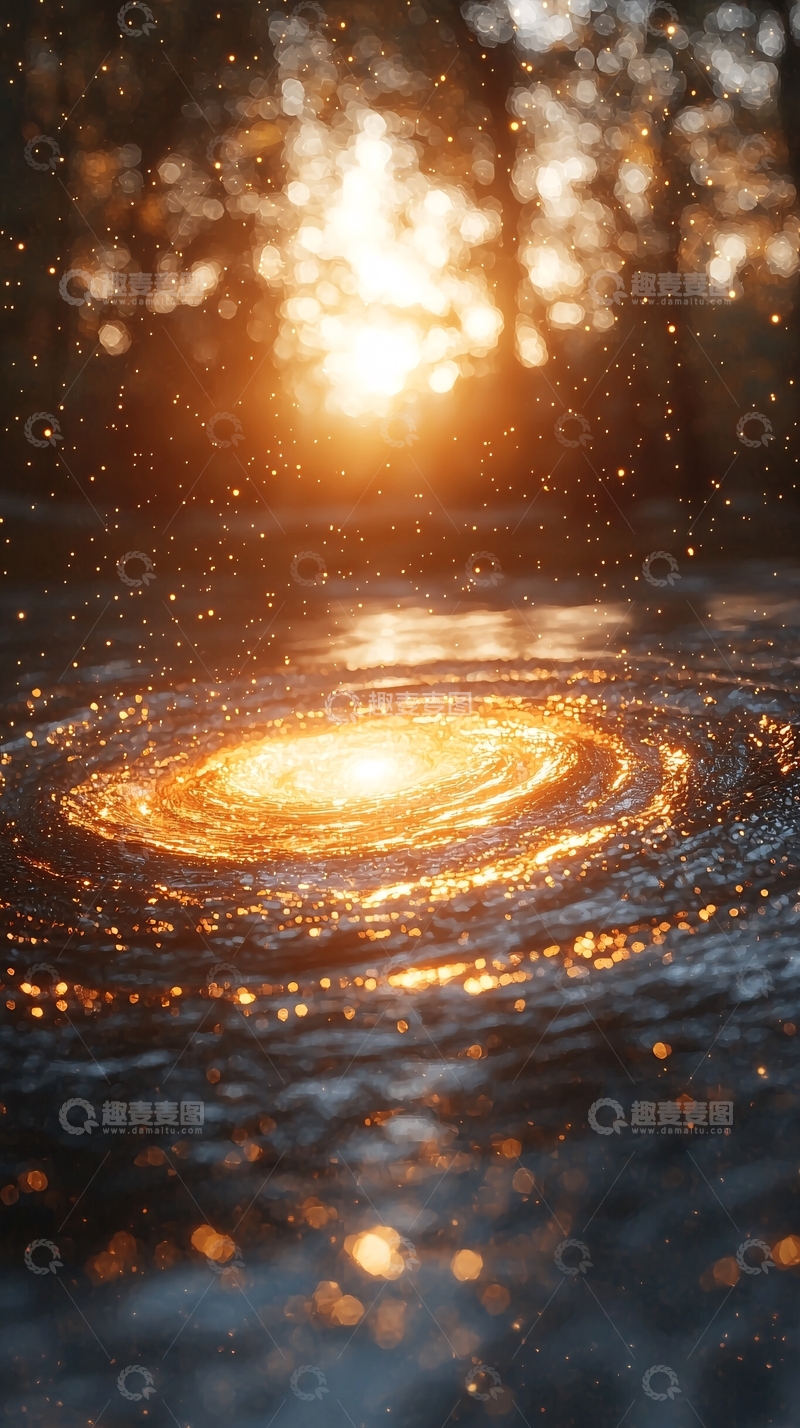 高清大图下载【趣麦麦图】森林日落旋涡