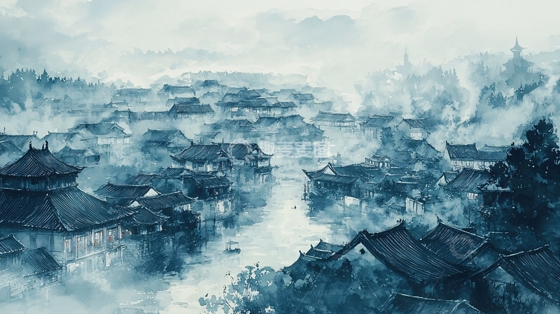 高清大图下载【趣麦麦图】水墨江南古镇