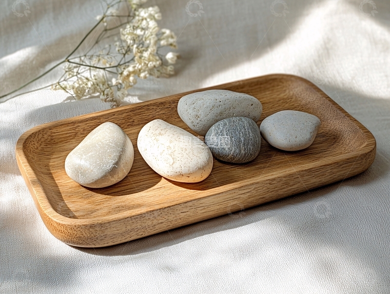 高清大图下载【趣麦麦图】木盘上的鹅卵石