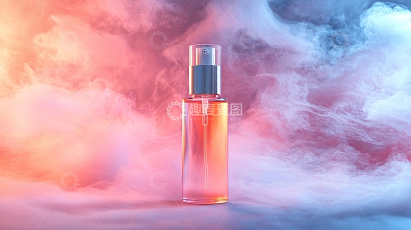 高清大图下载【趣麦麦图】彩色烟雾背景喷雾瓶