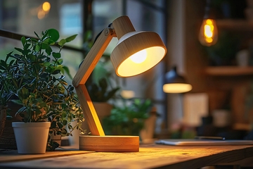 木质台灯暖光桌面