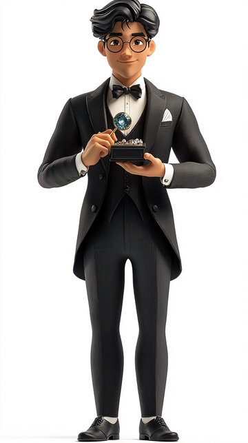 穿着燕尾服的亚洲青年