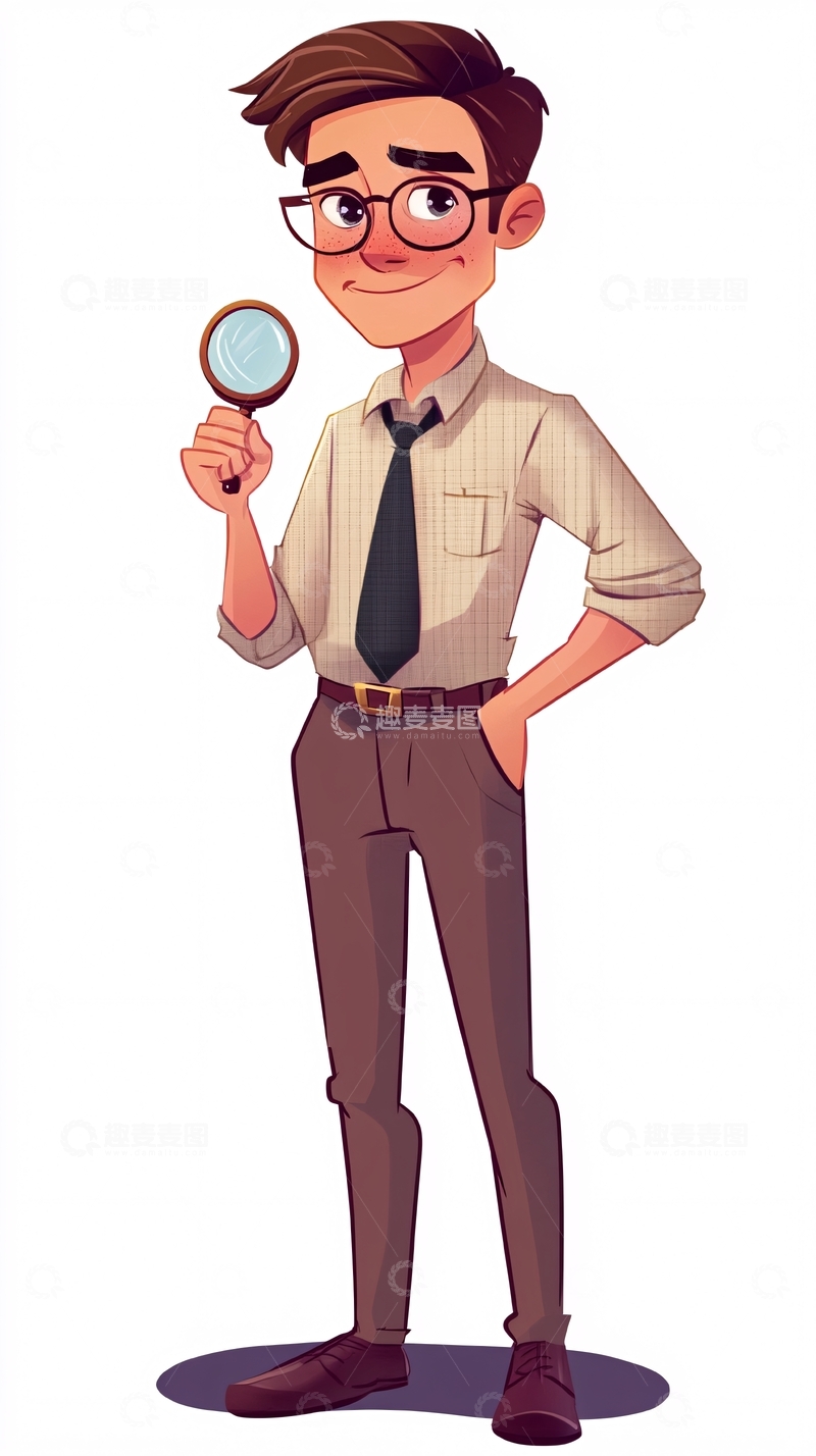 高清大图下载【趣麦麦图】戴眼镜的卡通男生