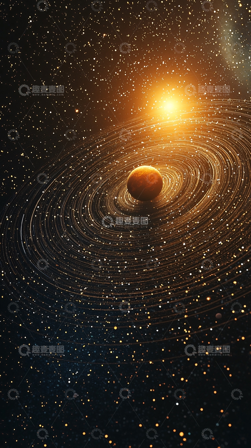 高清大图下载【趣麦麦图】星球环绕恒星旋转
