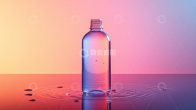 高清大图下载【趣麦麦图】透明水瓶在彩色背景上
