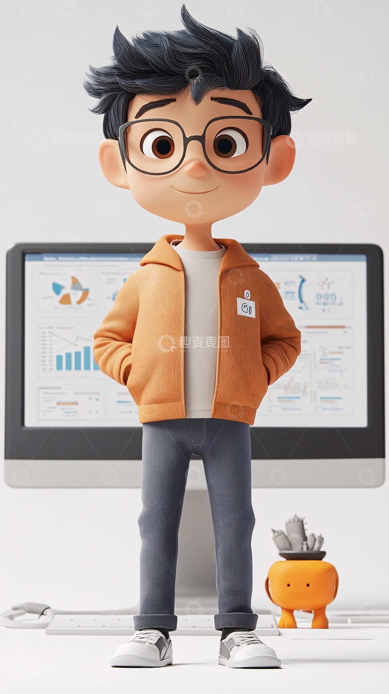 高清大图下载【趣麦麦图】卡通男孩