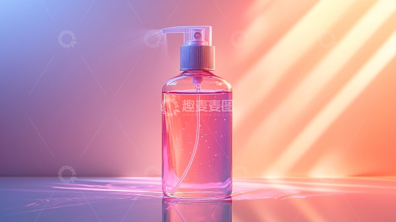 高清大图下载【趣麦麦图】彩光背景下的透明瓶装液体
