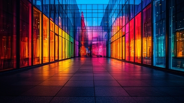 彩色玻璃幕墙夜景