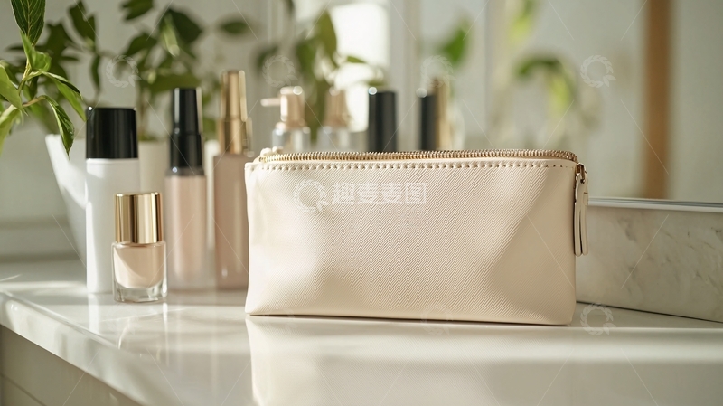 高清大图下载【趣麦麦图】米色化妆包和化妆品