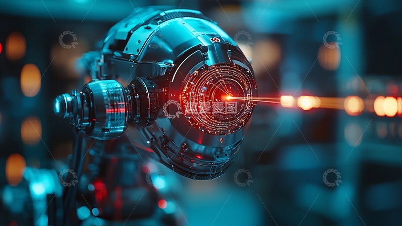 高清大图下载【趣麦麦图】科幻未来感机器人激光扫描