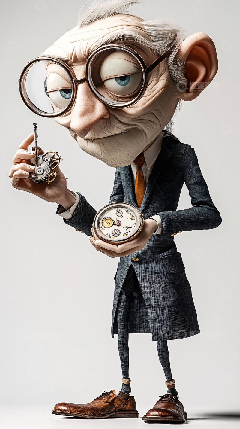 高清大图下载【趣麦麦图】卡通老科学家