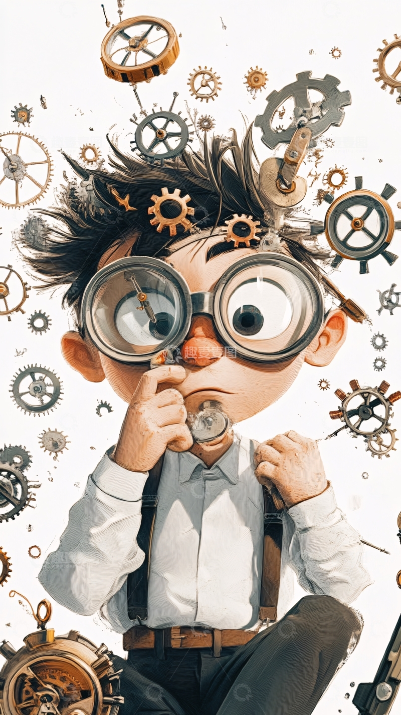 高清大图下载【趣麦麦图】机械齿轮男孩