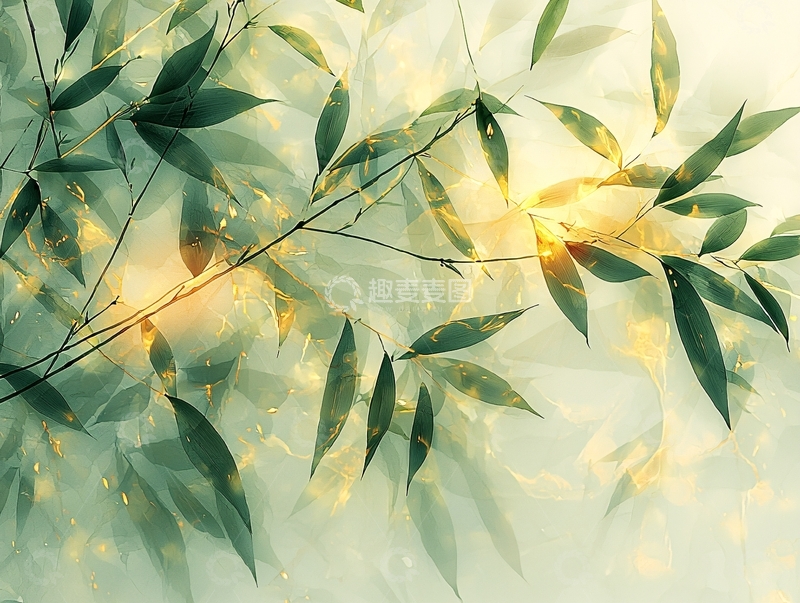 高清大图下载【趣麦麦图】竹叶光影交错的艺术图