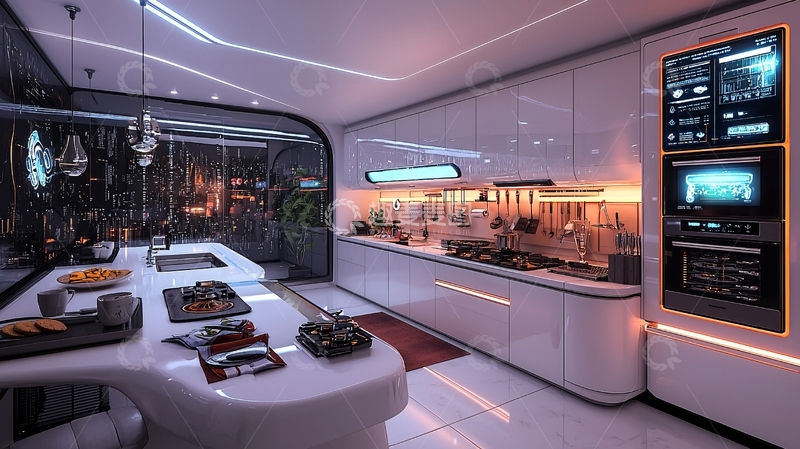 高清大图下载【趣麦麦图】未来科技感厨房