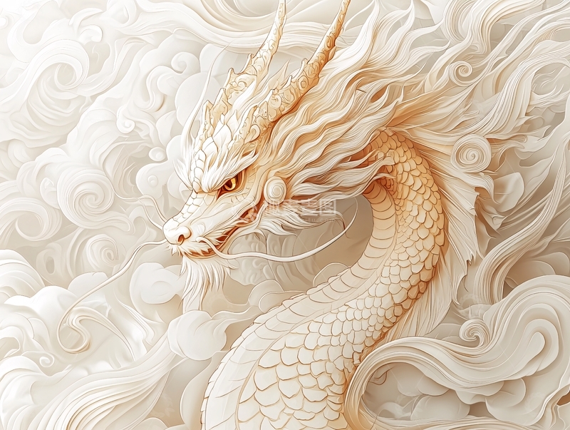 高清大图下载【趣麦麦图】白色龙