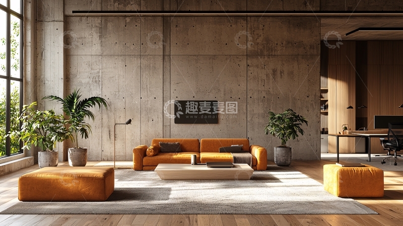 高清大图下载【趣麦麦图】现代工业风客厅