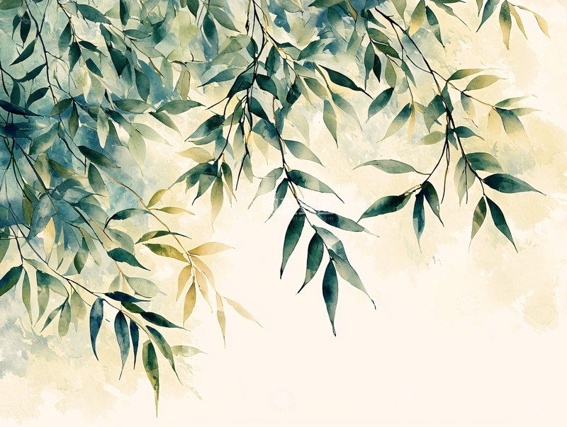 高清大图下载【趣麦麦图】水墨画叶子