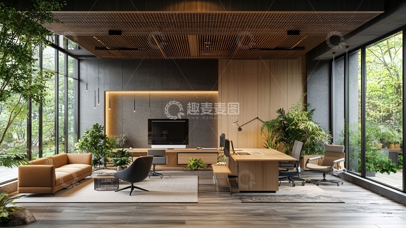 高清大图下载【趣麦麦图】现代简约木质办公空间