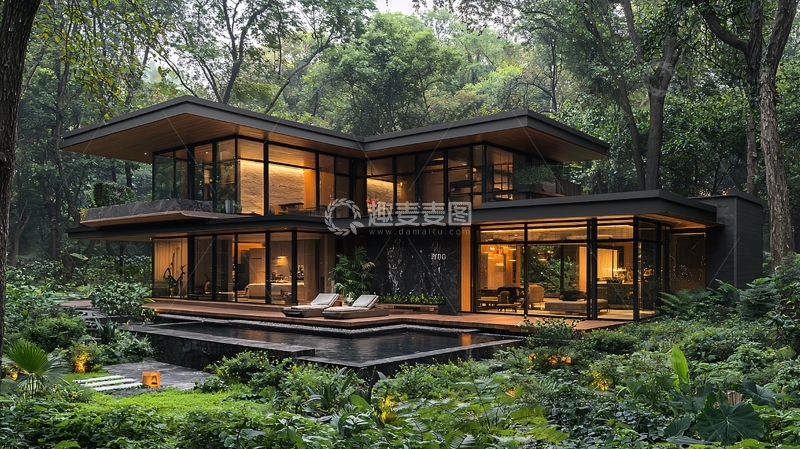 高清大图下载【趣麦麦图】森林环抱的现代住宅