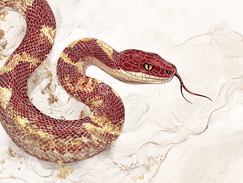 高清大图下载【趣麦麦图】红色花纹蛇吐信