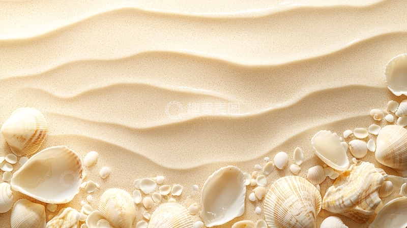 高清大图下载【趣麦麦图】沙滩贝壳背景图