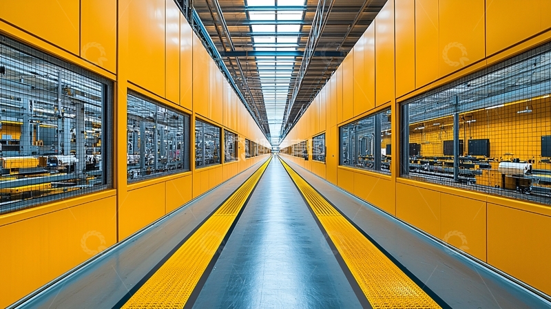 高清大图下载【趣麦麦图】明亮黄色厂房走廊