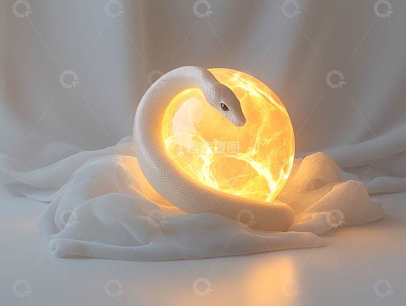 高清大图下载【趣麦麦图】白色陶瓷蛇形台灯
