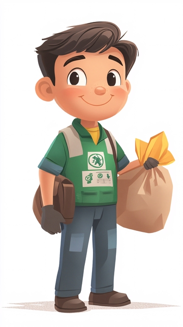 卡通环保小男孩
