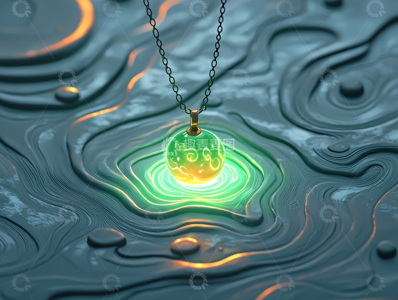 高清大图下载【趣麦麦图】发光的绿色吊坠