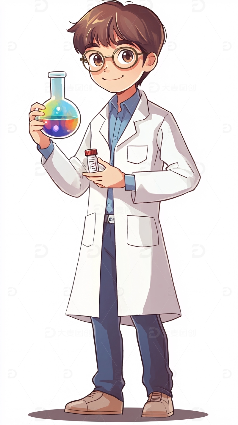 高清大图下载【趣麦麦图】卡通小科学家