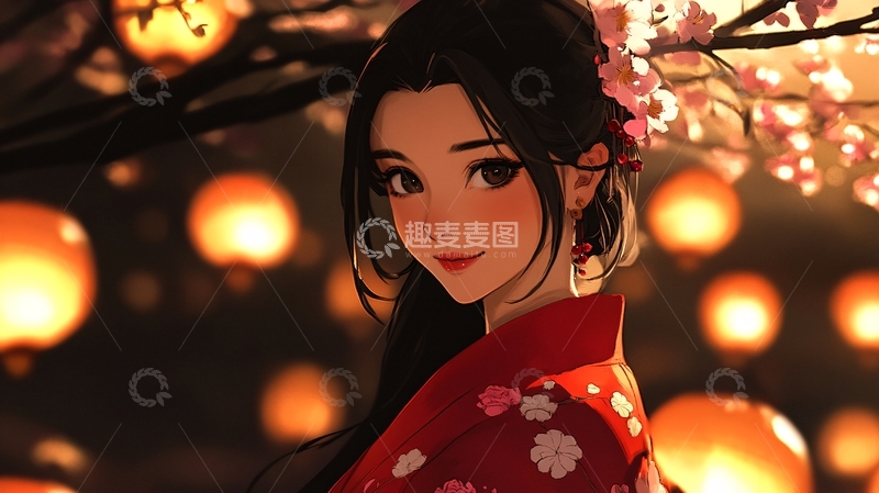 高清大图下载【趣麦麦图】唯美和服少女