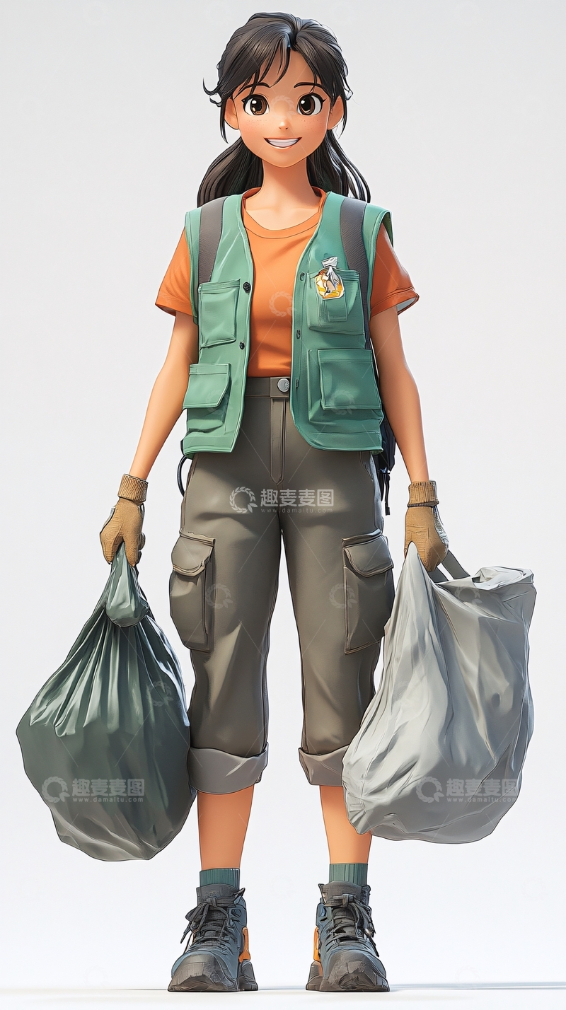 高清大图下载【趣麦麦图】环保少女