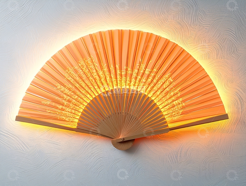 高清大图下载【趣麦麦图】橘色扇子发光装饰