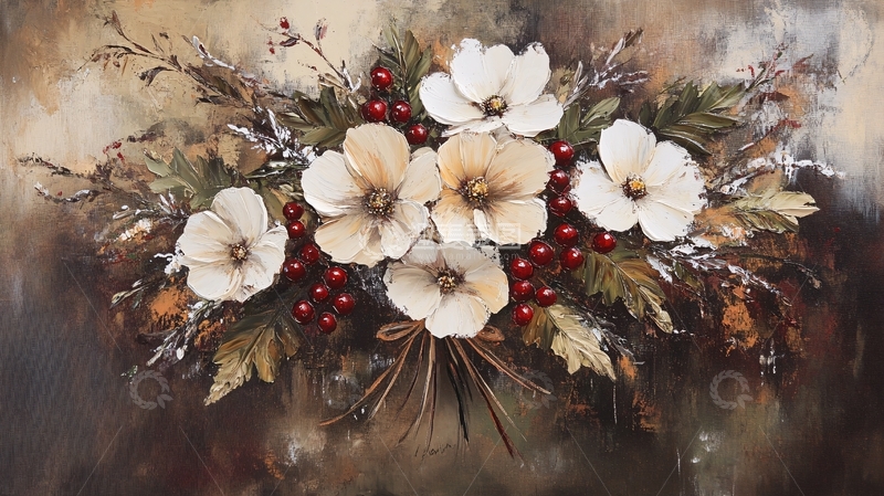 高清大图下载【趣麦麦图】秋季花卉静物油画