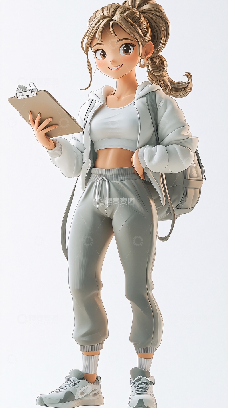 高清大图下载【趣麦麦图】元气少女