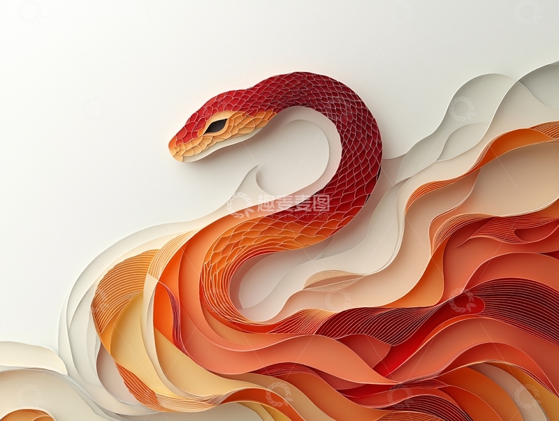 高清大图下载【趣麦麦图】红蛇纸雕艺术