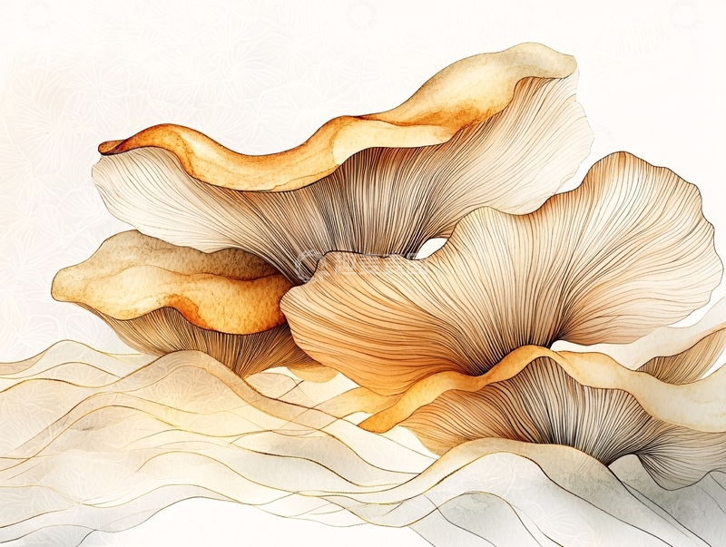 高清大图下载【趣麦麦图】金色纹理花朵水彩