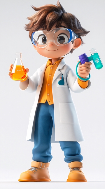可爱卡通小科学家