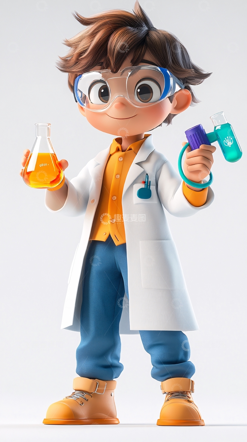 高清大图下载【趣麦麦图】可爱卡通小科学家