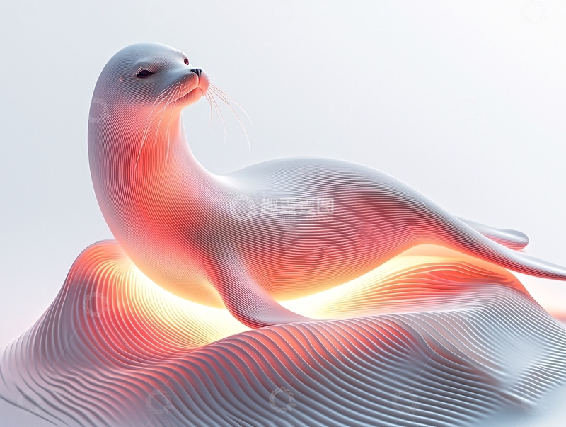 高清大图下载【趣麦麦图】光影下的白色海豹雕塑