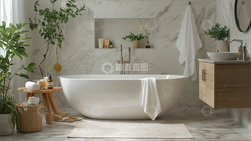 高清大图下载【趣麦麦图】现代简约风格大理石浴室