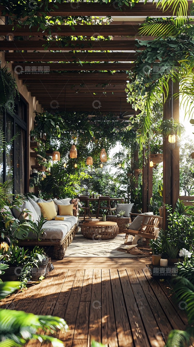 高清大图下载【趣麦麦图】热带花园阳台设计