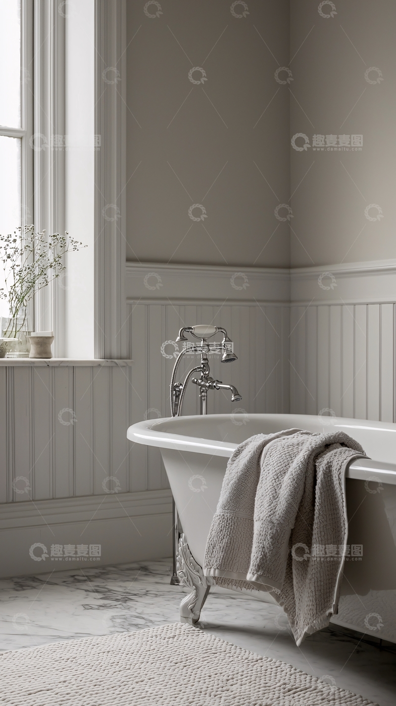 高清大图下载【趣麦麦图】极简风格复古浴缸