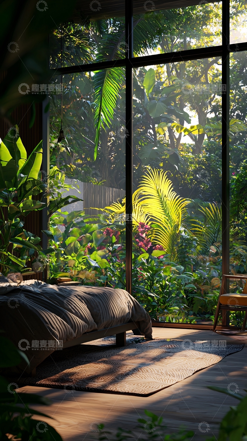 高清大图下载【趣麦麦图】卧室落地窗