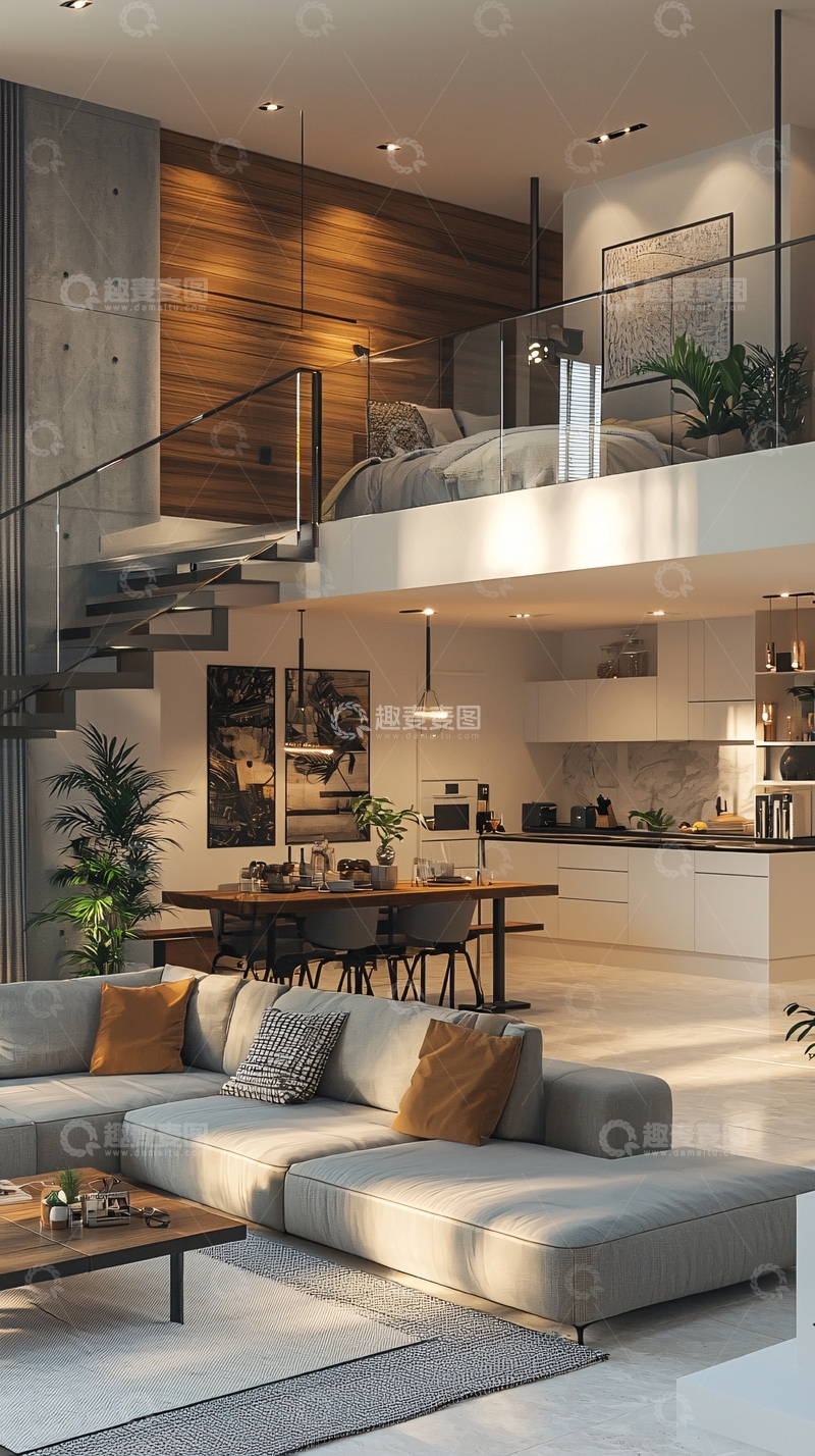 高清大图下载【趣麦麦图】现代简约复式公寓
