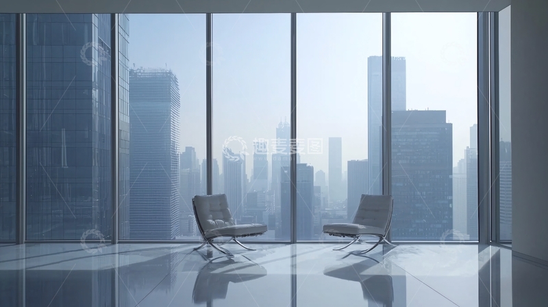 高清大图下载【趣麦麦图】现代都市高层落地窗办公室