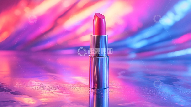 高清大图下载【趣麦麦图】粉色口红在迷幻背景前