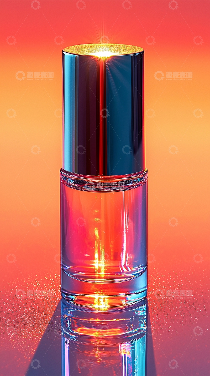 高清大图下载【趣麦麦图】金色光芒照耀下的香水瓶